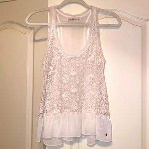 Abercrombie & Fitch White Lace Sequin Top